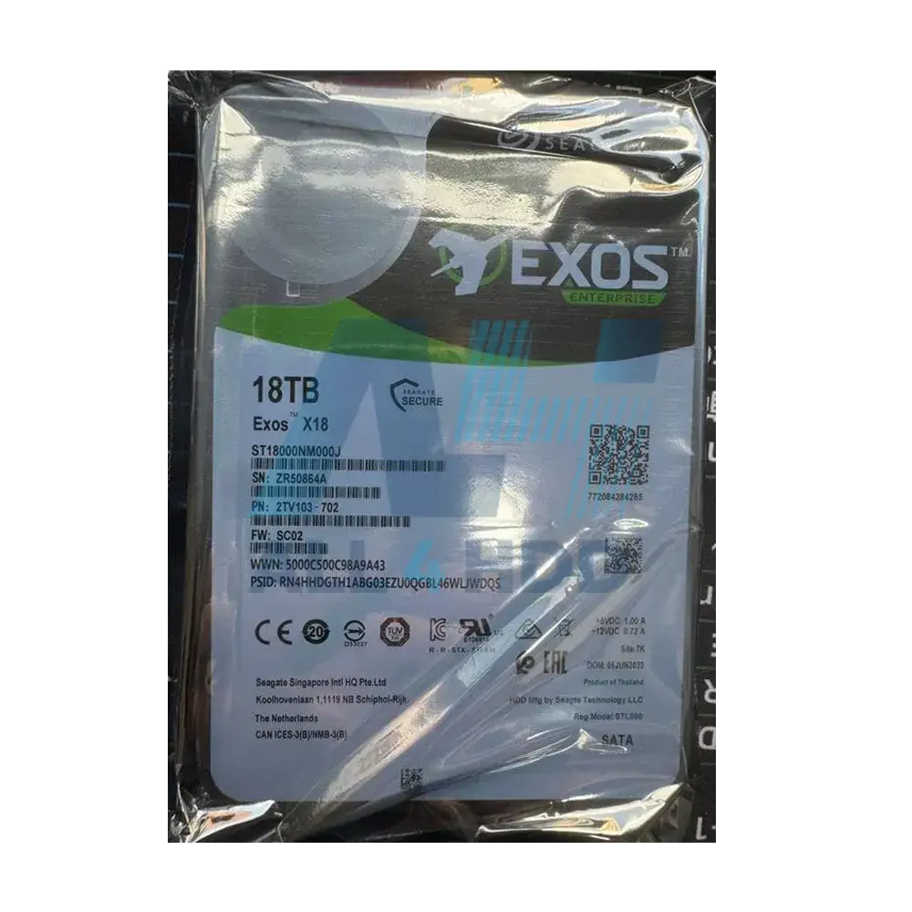 Seagate Exos X18 18TB Enterprise HDD 7200 RPM, SATA 6Gb/s, 256MB Cache ST18000NM000J
