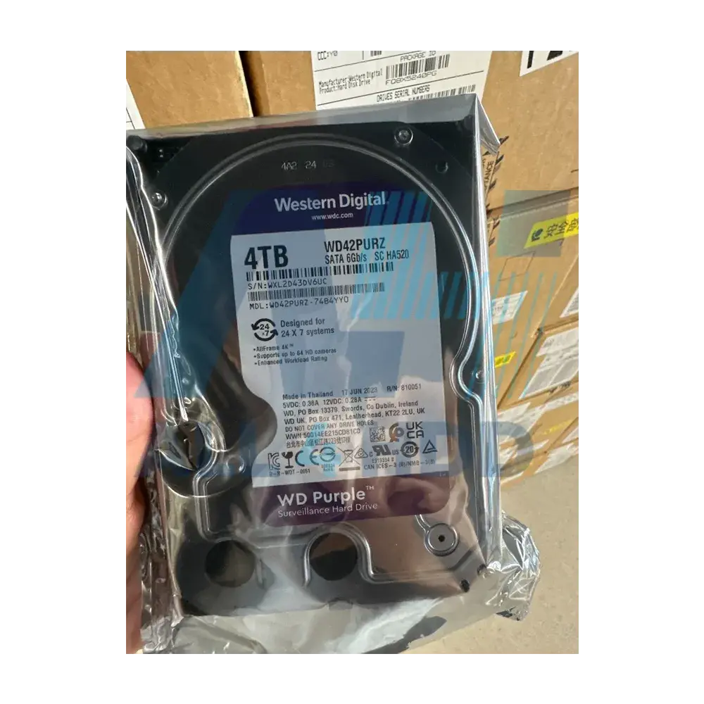Western Digital 4TB WD Purple Surveillance Internal Hard Drive HDD - SATA 6 Gb/s, 256 MB Cache, 3.5" - WD42PURZ