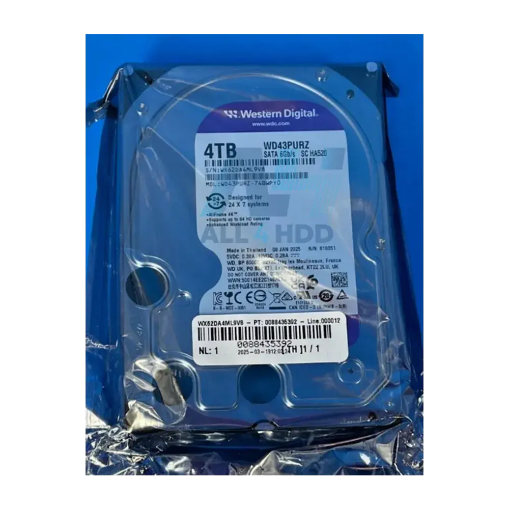 WD43PURZ – Western Digital 4TB Purple Surveillance Internal Hard Drive – SATA 6Gb/s, 256MB Cache, 3.5 HDD - Image 2