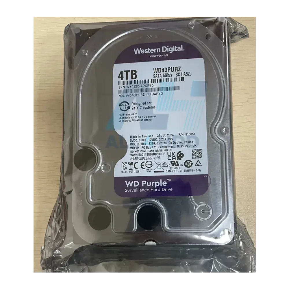 WD43PURZ – Western Digital 4TB Purple Surveillance Internal Hard Drive – SATA 6Gb/s, 256MB Cache, 3.5 HDD