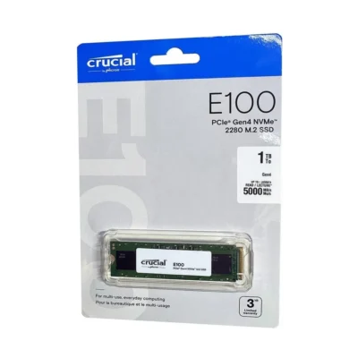 Crucial E100 1TB M.2 NVMe PCIe Gen4 SSD – Up to 5,000MB/s – Internal Solid State Drive for Laptop & Desktop – CT1000E100SSD8