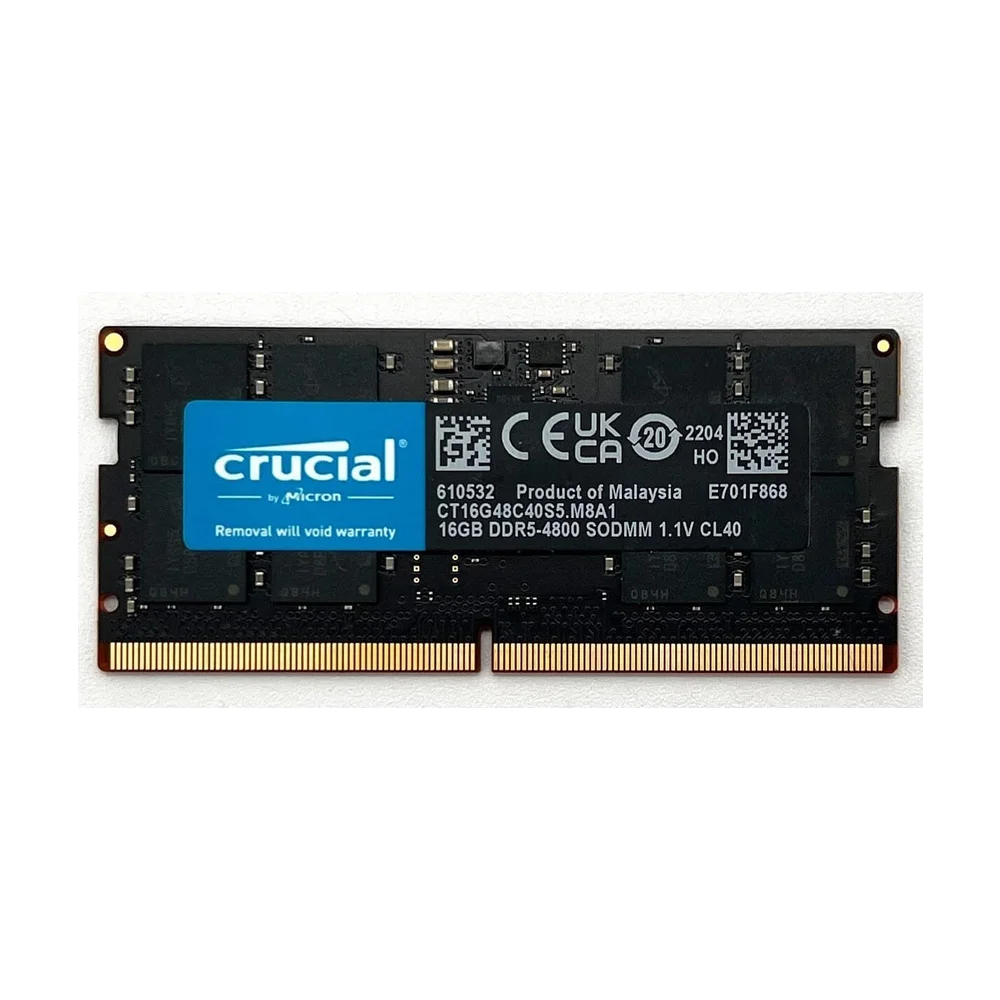 Crucial CT16G48C40S5 16GB DDR5 4800MHz Laptop Memory SODIMM 262-Pin CL40 Module
