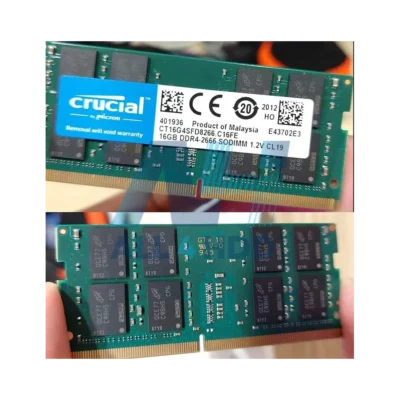 Crucial CT16G4SFD8266 16GB DDR4-2666 SODIMM Laptop Memory – Non-ECC, CL19, 1.2V, Unbuffered