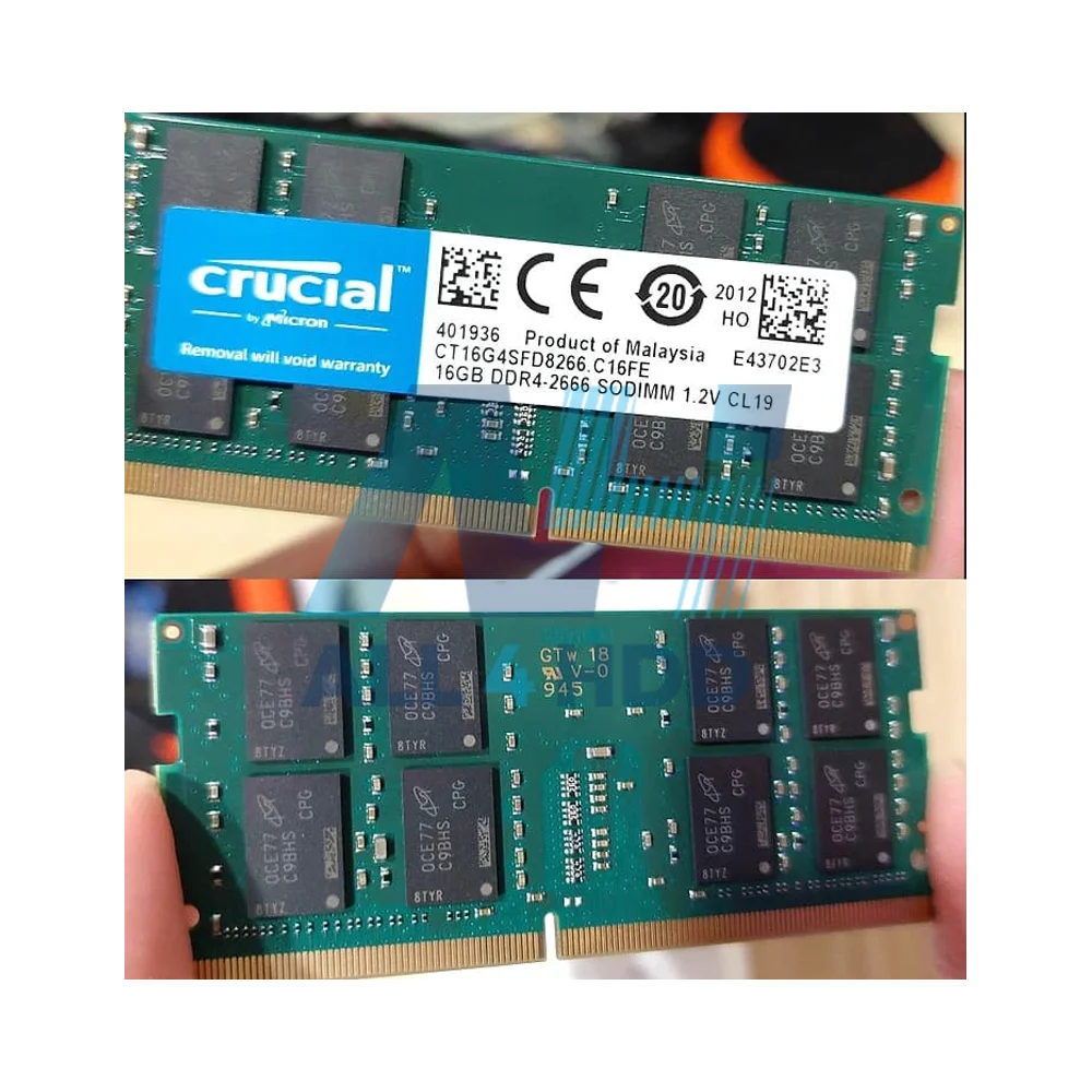 Crucial CT16G4SFD8266 16GB DDR4-2666 SODIMM Laptop Memory – Non-ECC, CL19, 1.2V, Unbuffered