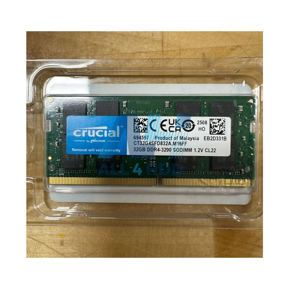 Crucial CT32G4SFD832A 32GB DDR4-3200 SODIMM Laptop Memory – Non-ECC, CL22, 1.2V, Unbuffered