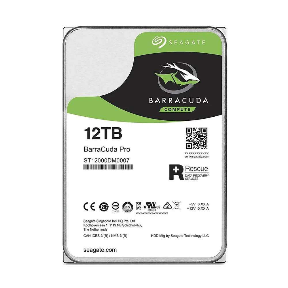 Seagate ST12000DM0007 12TB BarraCuda Pro Desktop HDD – 3.5" SATA 6Gb/s, 7200 RPM, 256MB Cache, High-Performance Storage for Workstations & Gaming