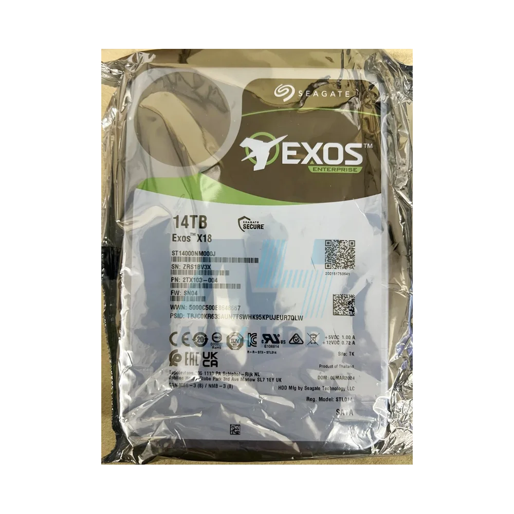 Seagate ST14000NM000J 14TB Enterprise HDD – 3.5" SATA 6Gb/s, 7200 RPM, 256MB Cache, Power-Efficient Data Center Drive