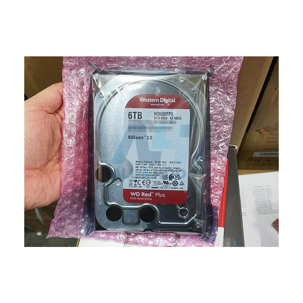 WD Red Plus 6TB NAS Hard Drive – WD60EFPX, 3.5" SATA 6Gb/s, 256MB Cache, 5400 RPM, CMR Technology