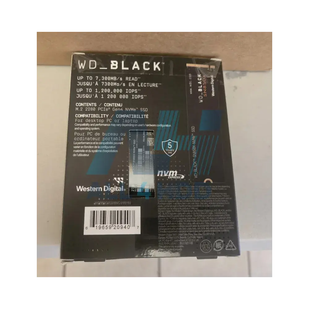 Western Digital WD_BLACK SN850 1TB NVMe PCIe Gen4 Internal SSD – 7000 MB/s Read, 5300 MB/s Write – WDS200T1X0E - Image 2