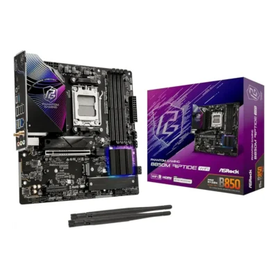 ASRock B850M Phantom Gaming Riptide WiFi 7 MicroATX Motherboard – AM5 Socket, DDR5 8000+ MHz (OC), PCIe 5.0, WiFi 7, BIOS Flashback