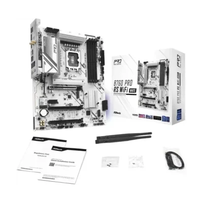 ASRock B760M Pro RS WiFi White MicroATX Motherboard – LGA1700, DDR5 7200MHz, WiFi, M.2, SATA3, LED, Intel 12th/13th Gen Support