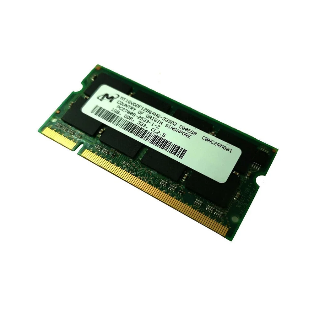 Micron 1GB DDR PC2700S 333MHz SO-DIMM Laptop Memory – MT16VDDF12864HG-335D2 A50 Module