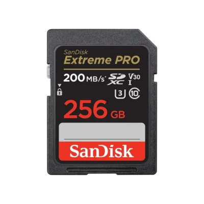 SanDisk 256GB Extreme PRO SDXC UHS-I Memory Card – Up to 200MB/s, V30, U3, C10, 4K UHD Video